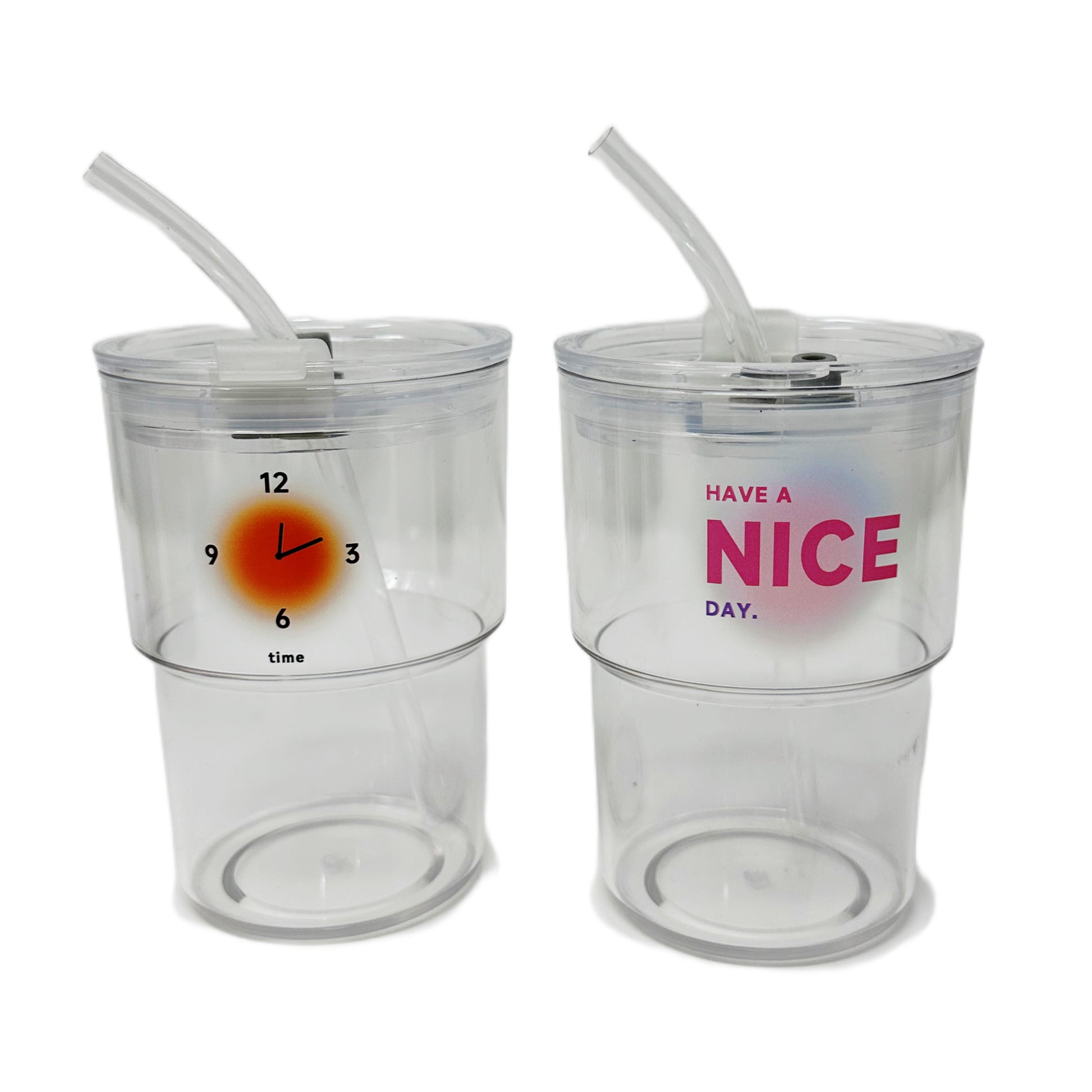 Clear Mini Glass Water Bottle w/ Straw