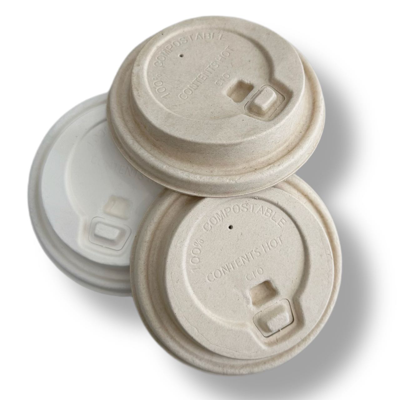 Hot Cup Sugarcane Lid | 90mm | compostable | White and Natural Color ...