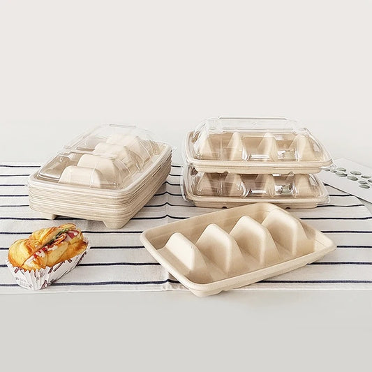 Sugar Cane Taco Holder and Clear Lid 