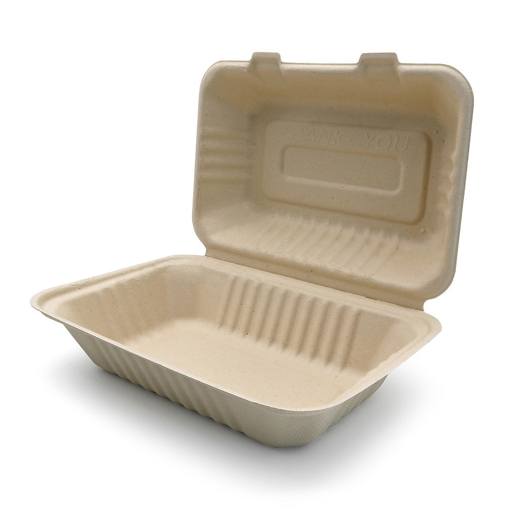 Clamshell Rectangle To-Go Container | Sugar Cane | Compostable