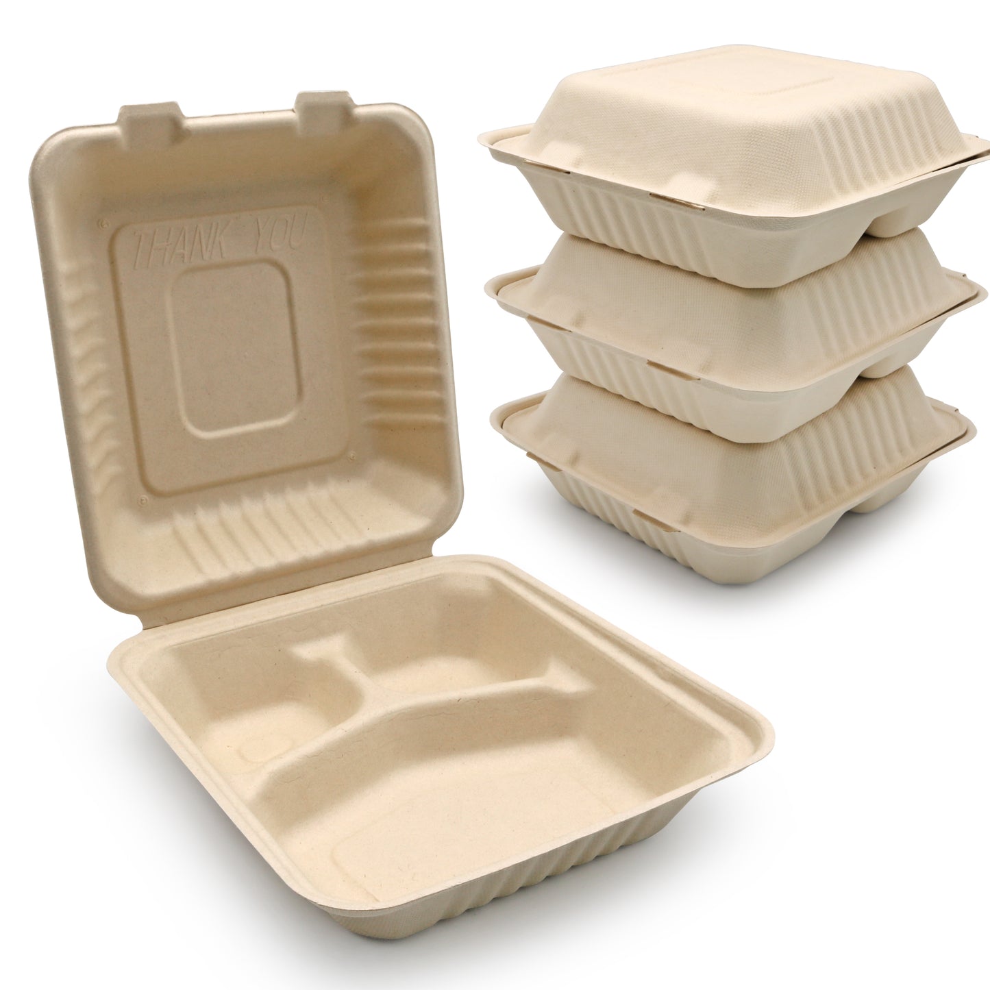 Clamshell Square Container | Sugar Cane | Compostable